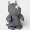 Gray stuffed animal toy with brown ears on a white background