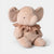 Plush elephant toy with a ruffled collar on a white background