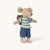 Maileg Tricycle toy mouse wearing a striped sweater and shorts on a white background