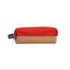 Small pouch with red top and beige bottom on a white background