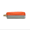 Pencil case with orange top and gray bottom on a white background