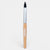 Makeup brush with wooden handle and silver ferrule on a white background