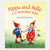 Book cover of 'Pippa and Pelle in the Summer Sun' with two children in red hats shaking hands in a field.