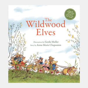 Book cover of 'The Wildwood Elves' with illustrations and text.