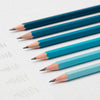 Blue pencils on a white background
