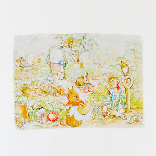 Sarah's Silkes Peter Rabbt Illustration of animals at a picnic on a white background