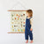 Child standing in front of a 'Pooh's Alphabet' chart on a white wall