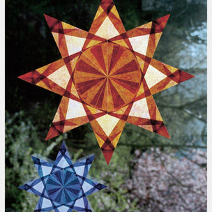 Star-shaped quilted decorations on a natural background