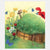 Illustration of a mushroom house with flowers and a butterfly in a garden setting.