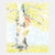 Illustration of a gnome climbing a tree with a small creature below on a white background