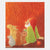 Illustration of a gnome and two animals against an orange background
