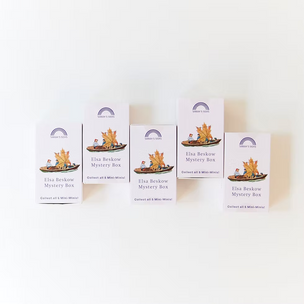 Five 'Elsa Beskow Mystery Box' packaging on a white background