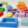 Colorful foam shapes on a white background