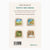 Back of a Toverlux artist special set 'Eentje Van Margo' package, showing four illustrated wooden square frames with colorful landscape scenes, plus product text and a barcode on a cream background.