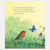 Illustration of a robin and butterfly with a garden scene and text on a yellow background