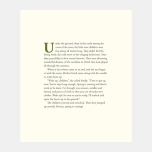 Text on a light yellow background with a text from root children book