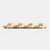 Four wooden toy cars arranged in a row on a white background