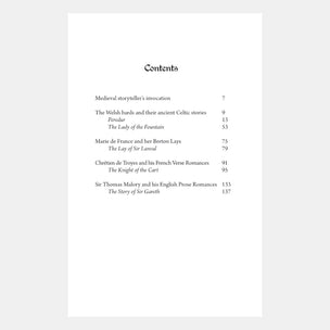 Table of contents page with black text on a white background