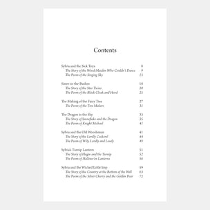 Table of contents for a book or collection of stories on a white background