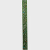 Decorative green ribbon with floral patterns on a white background