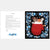 Illustration of animals in a red mitten with floral border on a book page.