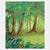 Painting of a forest scene with trees, a butterfly, and animals.