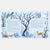 Decorative panel with animals and nature elements on a blue background