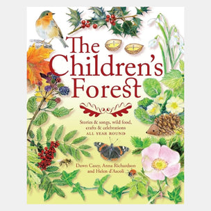 Book cover of 'The Children's Forest' with illustrations of nature elements.