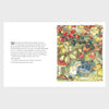 Illustrated book page with a colorful forest scene and text on a white background