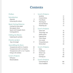Table of contents for a book or manual on star-making projects with project names and page numbers.