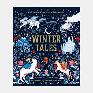 Book cover of 'Winter Tales' with winter-themed illustrations and text.