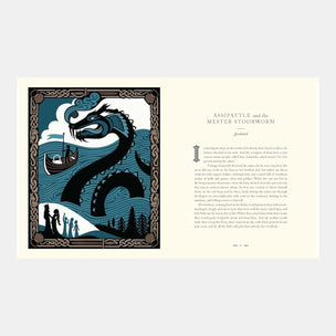 Illustration of a dragon and text on a white background