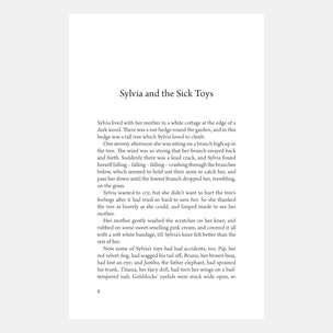 Text page from a book titled 'Sylvia and the Sick Toys' with a white background.