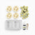Set of sponges, soap bars, a bottle, and a rope on a white background