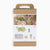 Product packaging with images of items included, on a white background