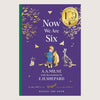 Book cover of 'Now We Are Six' by A.A. Milne with decorations by E.H. Shepard on a purple background.
