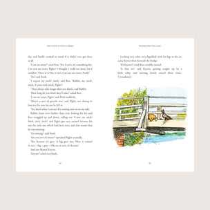 Book page with text and illustrations of a garden scene.
