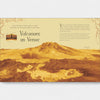 Book page about volcanoes on Venus with a mountain illustration and text.