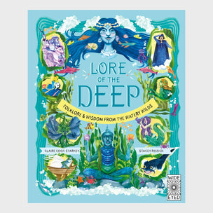 Book cover of 'Lore of the Deep' with mermaid illustrations and a blue background