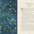 Star chart with zodiac signs on a blue background next to text on a beige page.