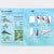 Instructions for making paper planes with colored sheets on a blue background