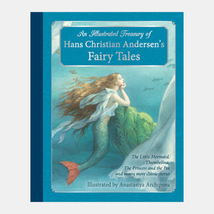 Book cover of 'An Illustrated Treasury of Hans Christian Andersen's Fairy Tales' with a mermaid illustration.