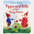 Book cover of 'Pippa and Pelle and their Cosy Home' with illustrations of two children in a garden.