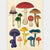 Illustration of colorful mushrooms on a beige background