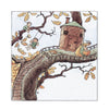 Illustration of a treehouse with children playing on a swing and a ladder.