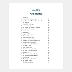 Table of contents page from a book with black text on a white background