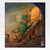 Illustration of a dragon descending stairs with pumpkins, surrounded by harvest items.