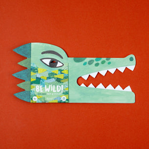 Londji Paper mask crocodile design on an orange background