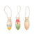 Three decorative string lights with colorful beads on a white background