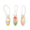 Three decorative string lights with colorful beads on a white background